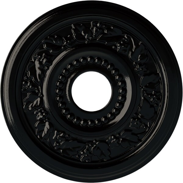 Ekena Millwork Genevieve Ceiling Medallion (Fits Canopies up to 3 1/2"), 16 1/8"OD x 3 1/2"ID x 7/8"P, Black Pearl CM16GNBPS - main